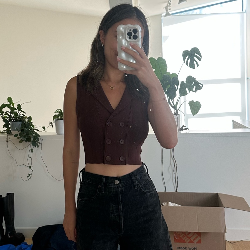 Sandro Rich Brown Knit Vest